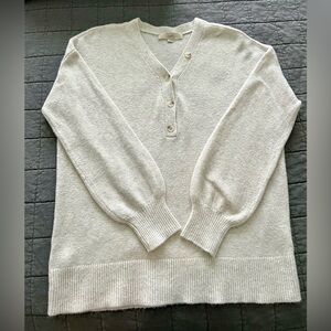 Loft Button V-neck Sweater